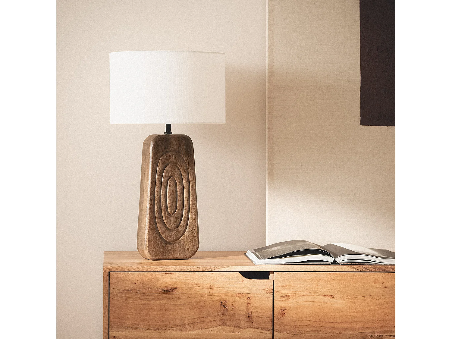 Lampada da Tavolo Legno Ishana ILUZZIA Bianco