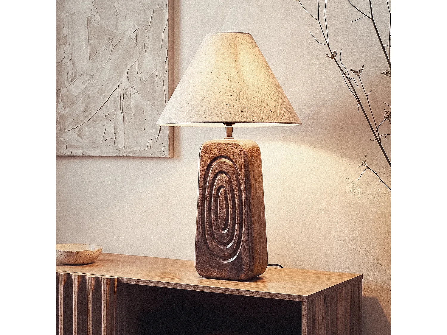 Lampada da Tavolo Legno Ishana ILUZZIA Beige
