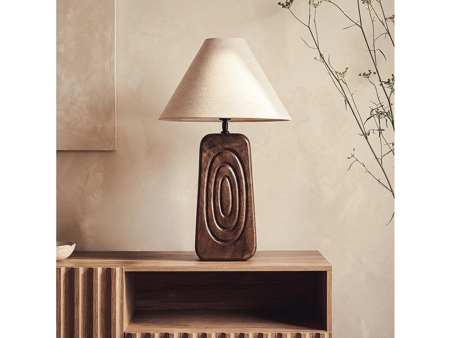 Lampada da Tavolo Legno Ishana ILUZZIA Beige