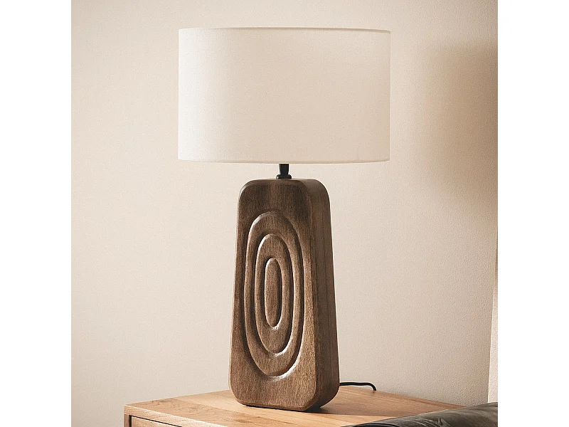 Lampada da Tavolo Legno Ishana ILUZZIA Bianco