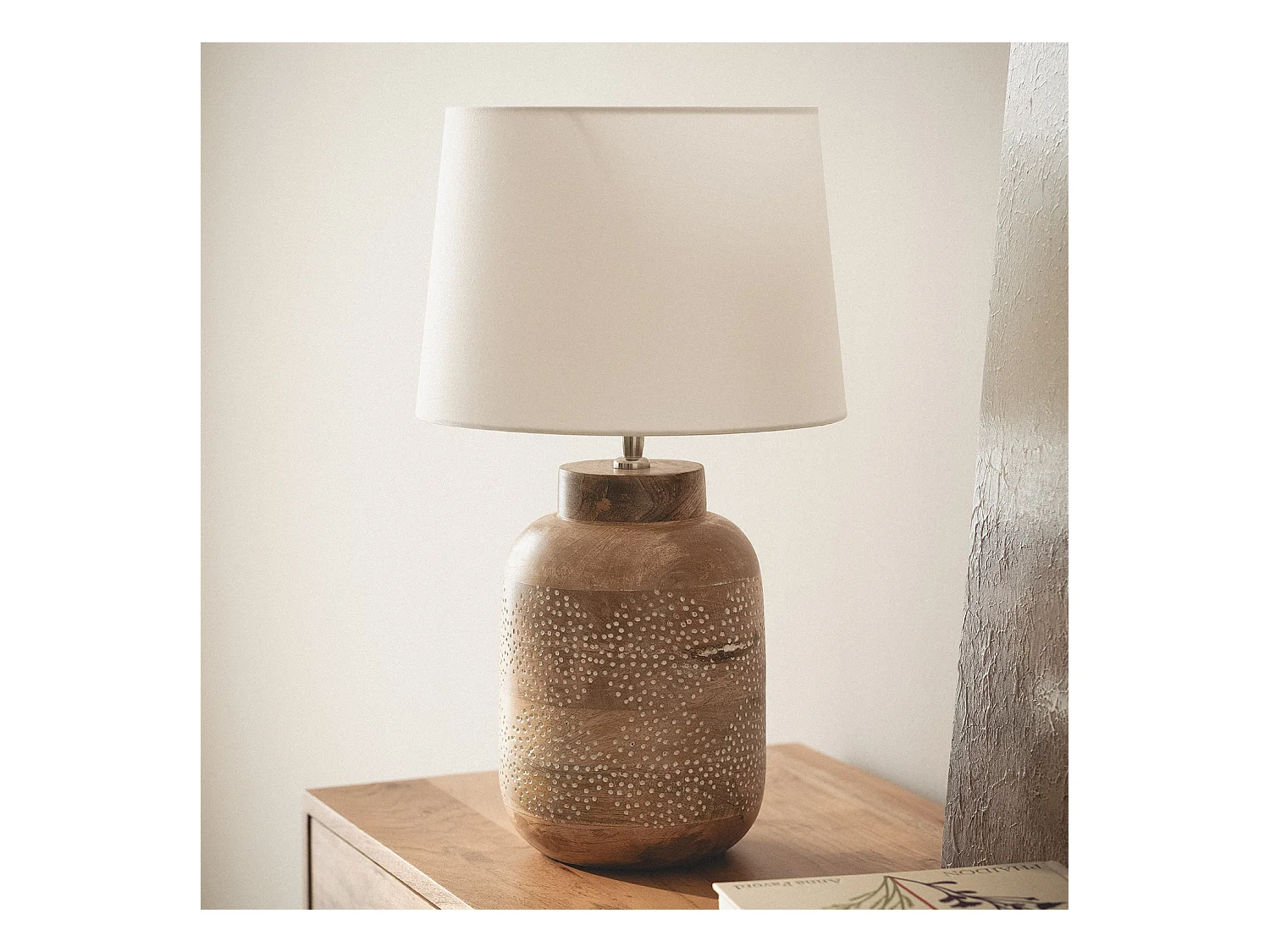 Lampe à Poser Bois Akash ILUZZIA Blanc