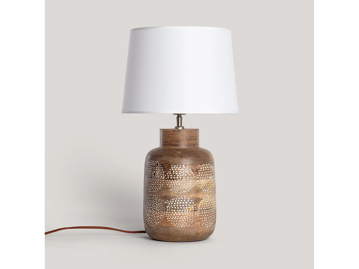 Lampe à Poser Bois Akash ILUZZIA Blanc