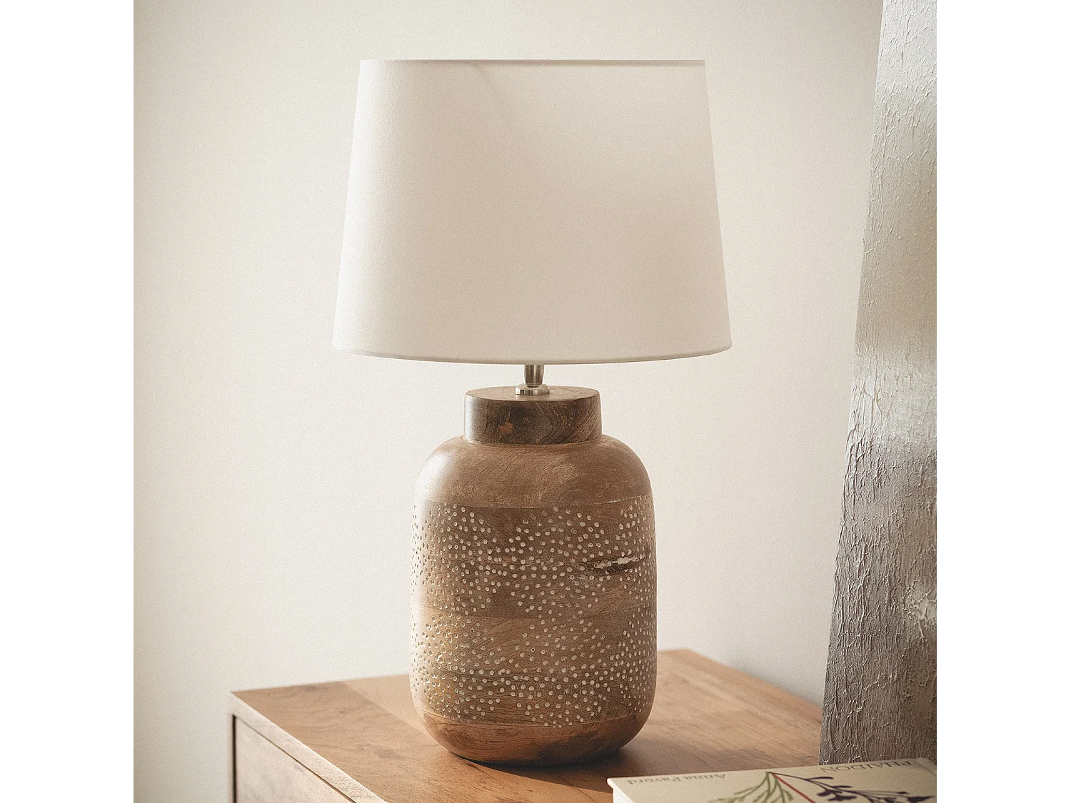 Lampe à Poser Bois Akash ILUZZIA Blanc