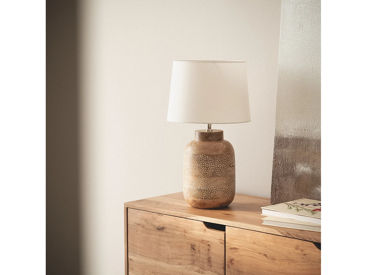 Lampe à Poser Bois Akash ILUZZIA Blanc