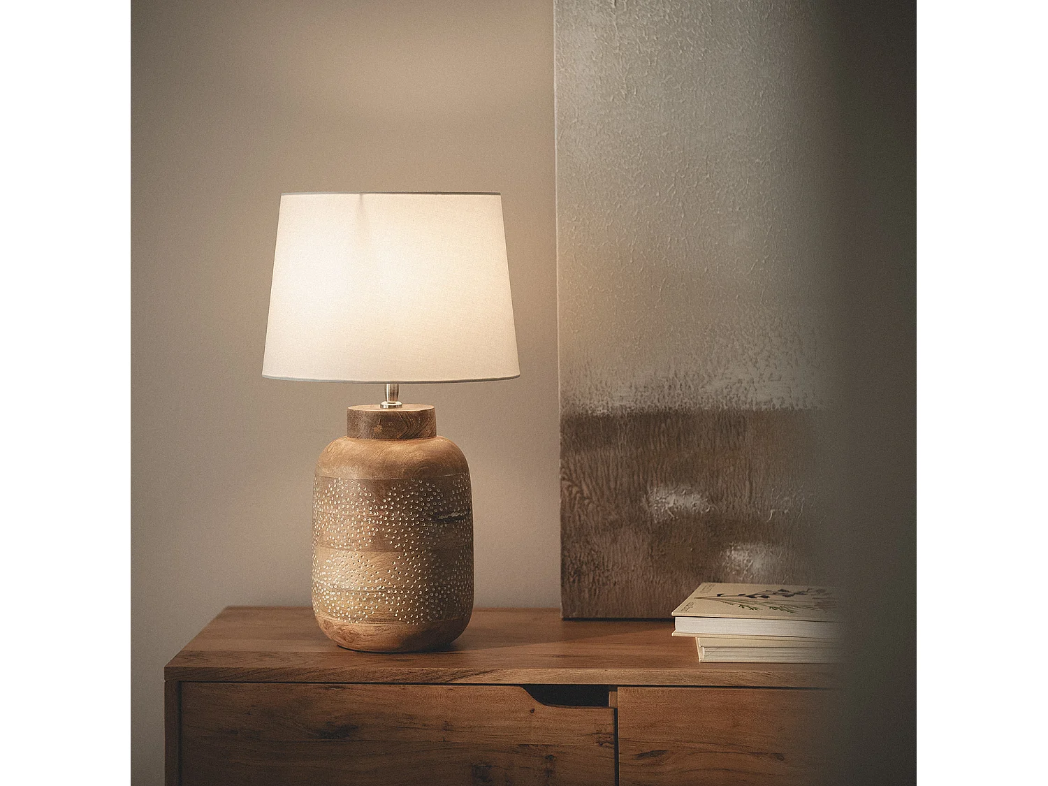 Lampe à Poser Bois Akash ILUZZIA Blanc