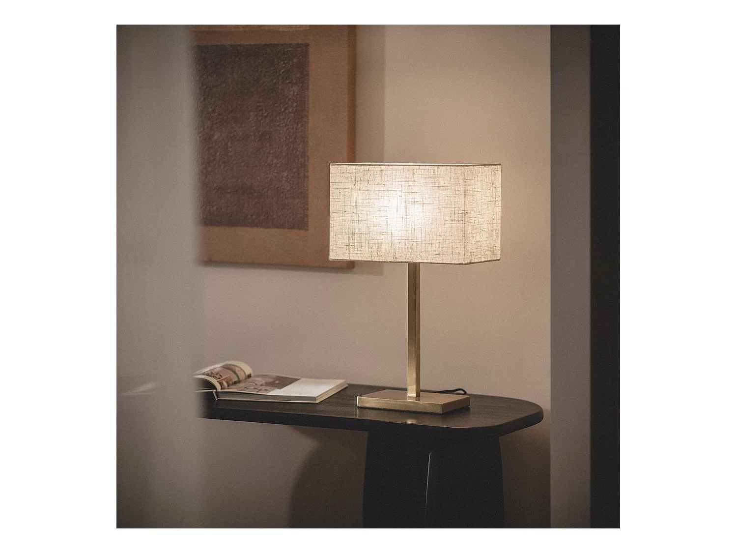 Lampada da Tavolo Metallo e Stoffa con Porta USB e Interruttore Touch Katie Oro