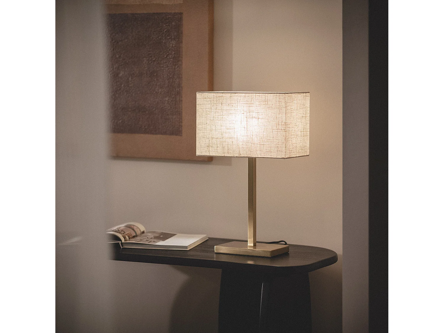 Lampada da Tavolo Metallo e Stoffa con Porta USB e Interruttore Touch Katie Oro