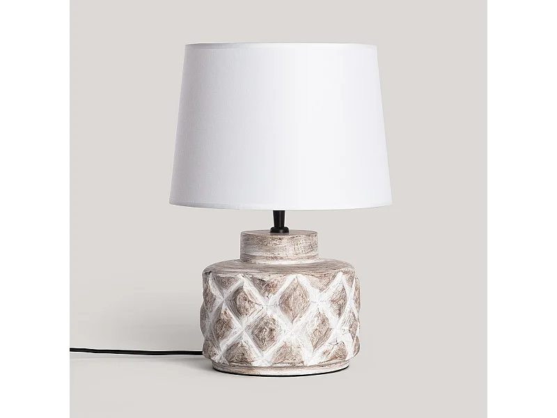 Lampada da Tavolo Legno Kunt Divya ILUZZIA Bianco