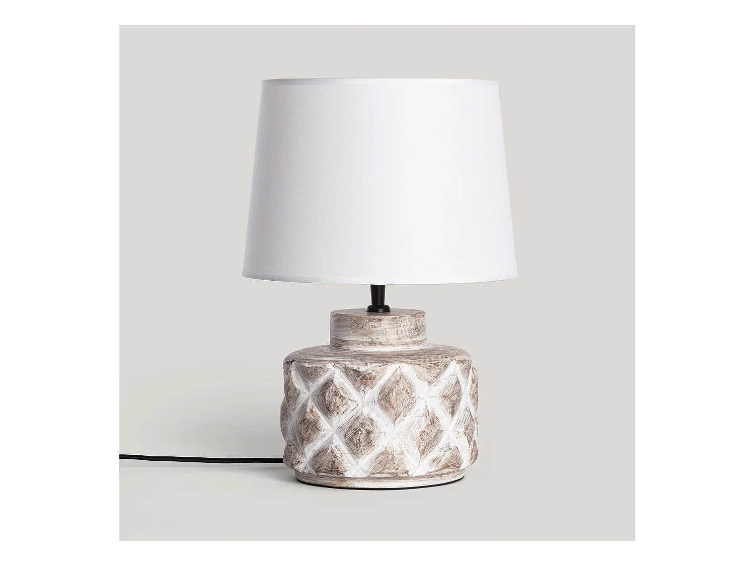 Lampe à Poser Bois Divya ILUZZIA Blanc