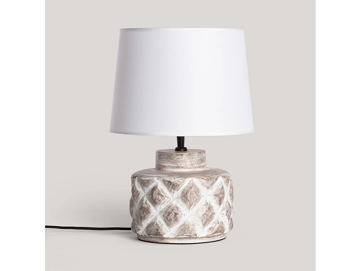 Lampe à Poser Bois Divya ILUZZIA Blanc