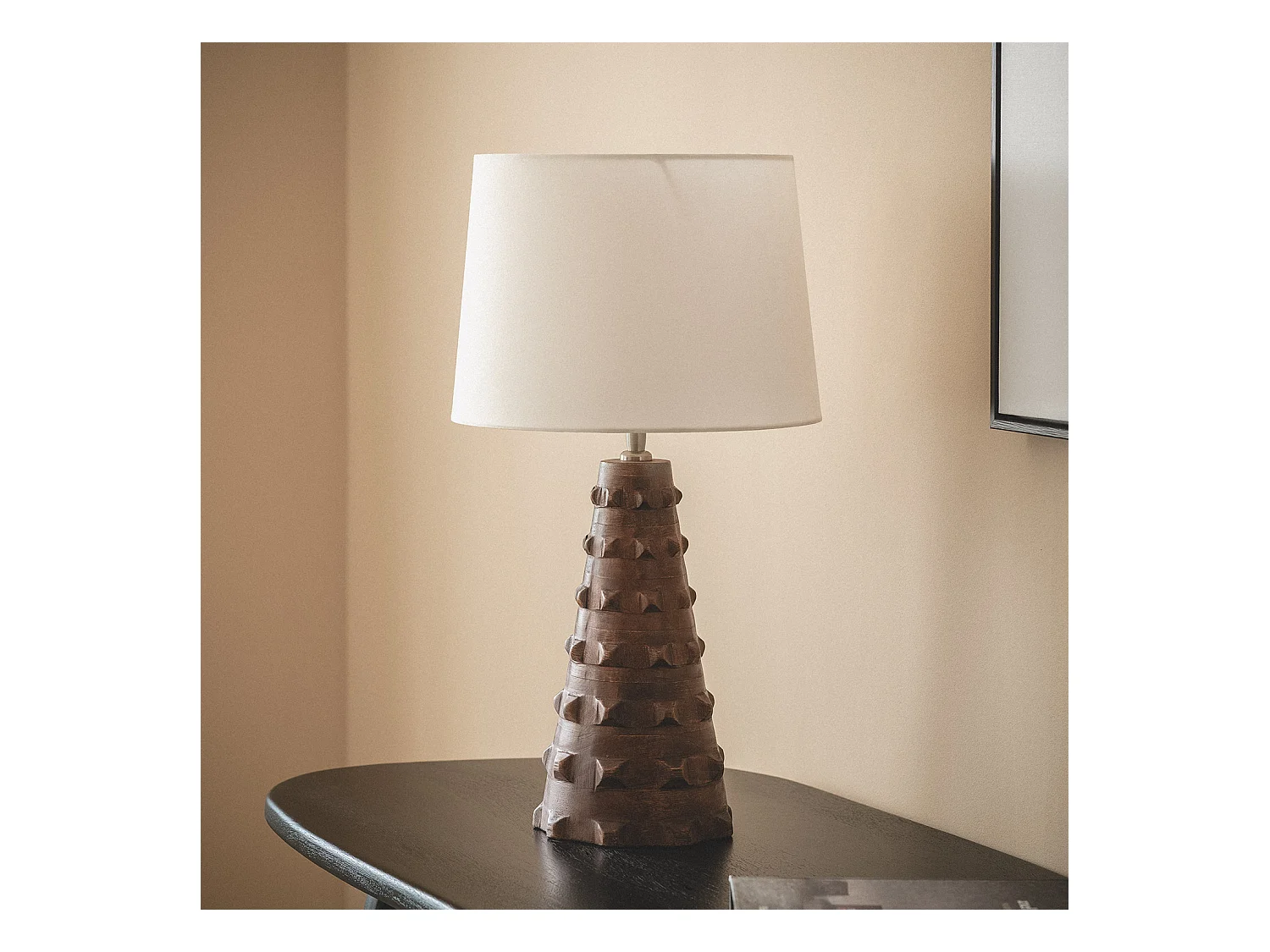 Lámpara de Mesa Madera Samesh ILUZZIA Blanco