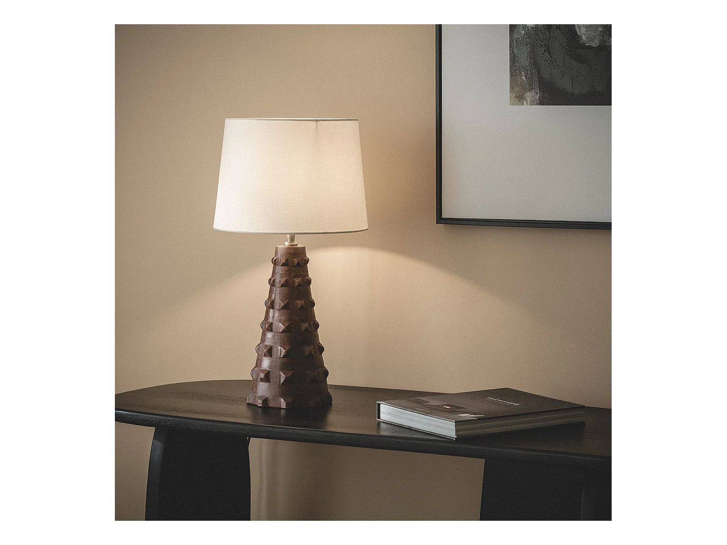 Lámpara de Mesa Madera Samesh ILUZZIA Blanco