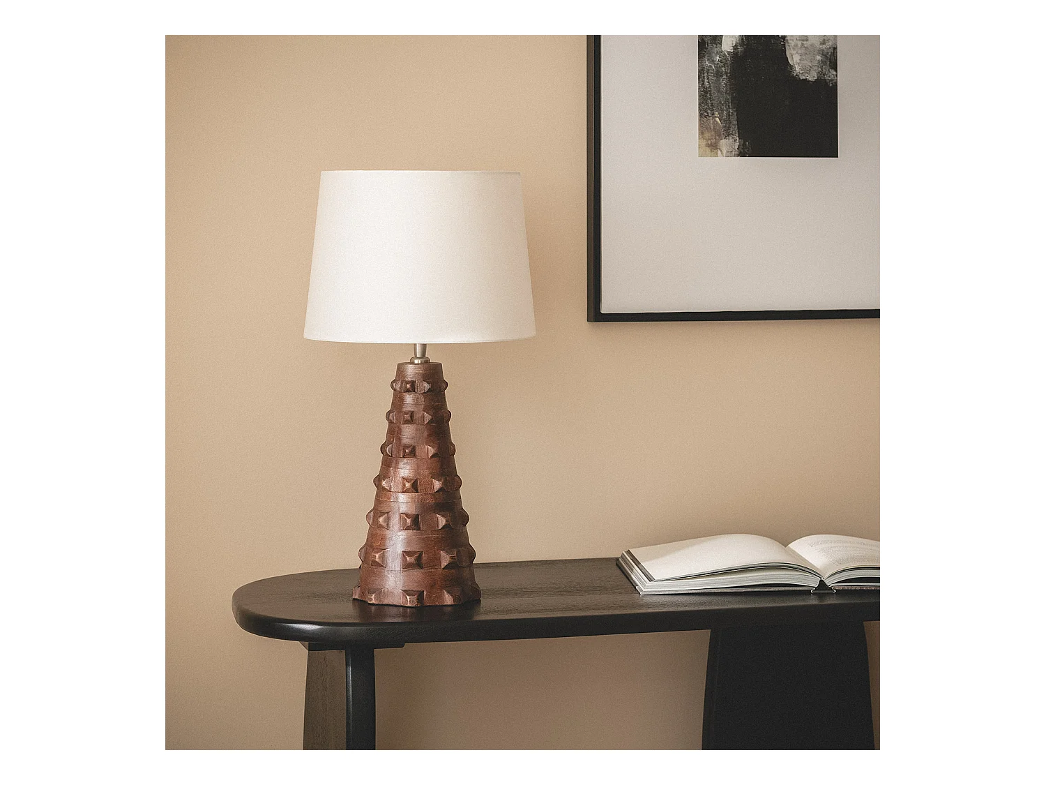 Lámpara de Mesa Madera Samesh ILUZZIA Blanco