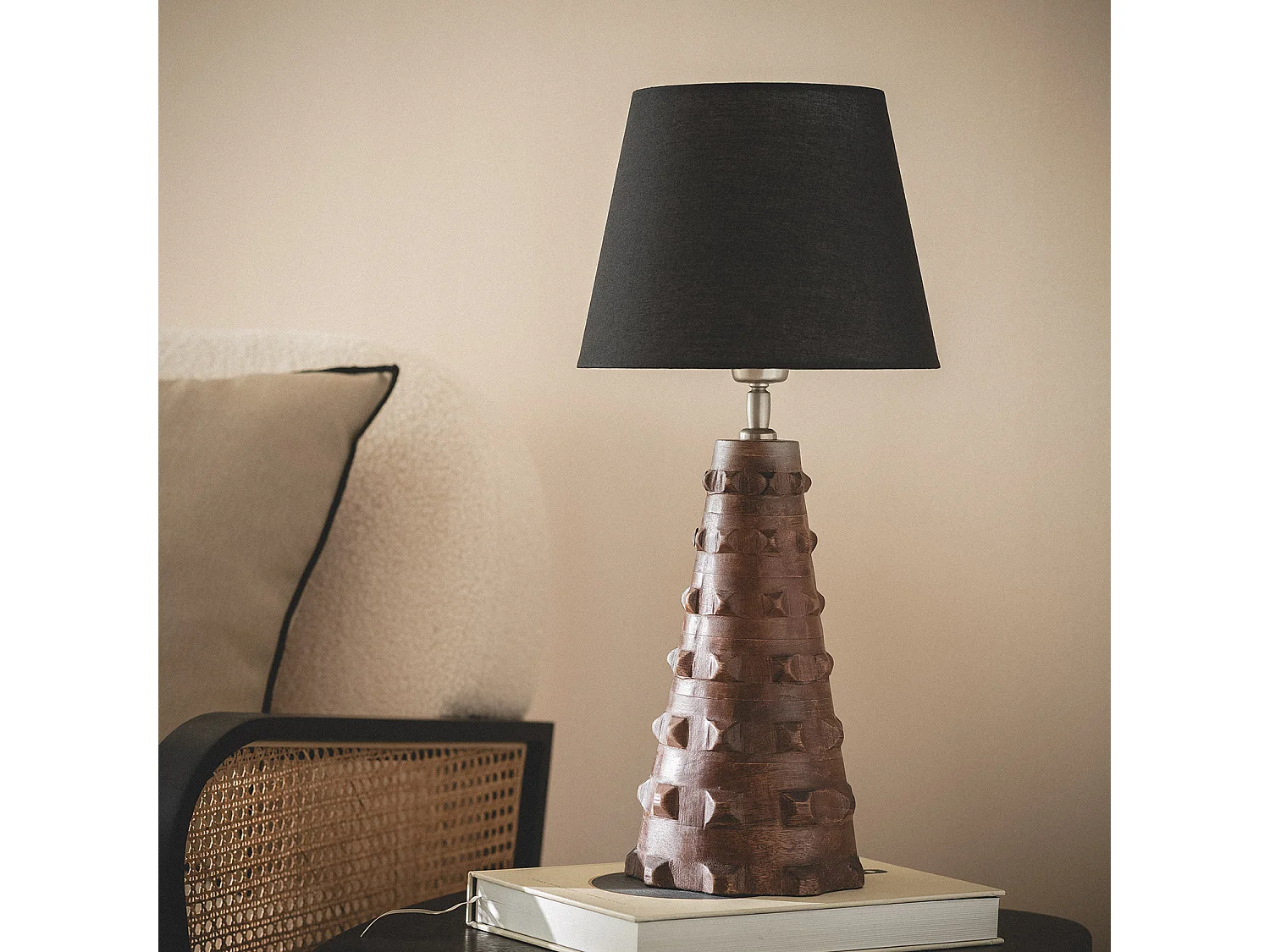 Lampe à Poser Bois Samesh ILUZZIA Blanc