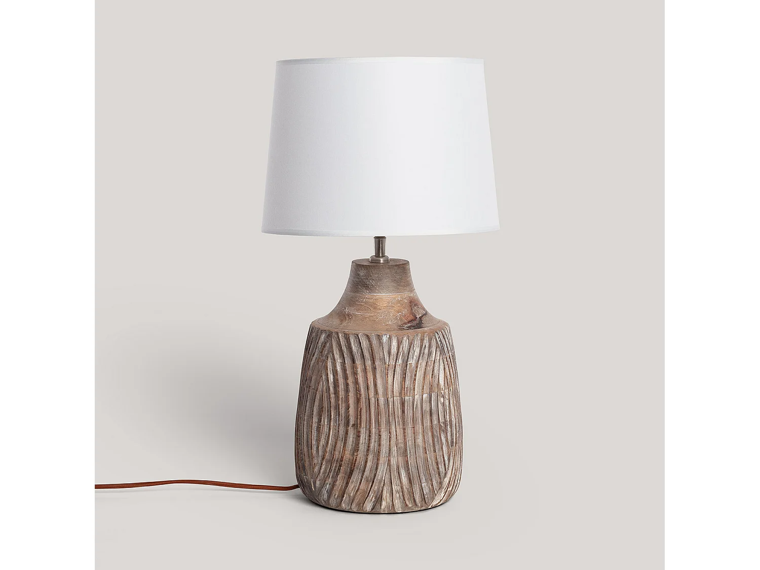 Lampe à Poser Bois Tanmay ILUZZIA Blanc