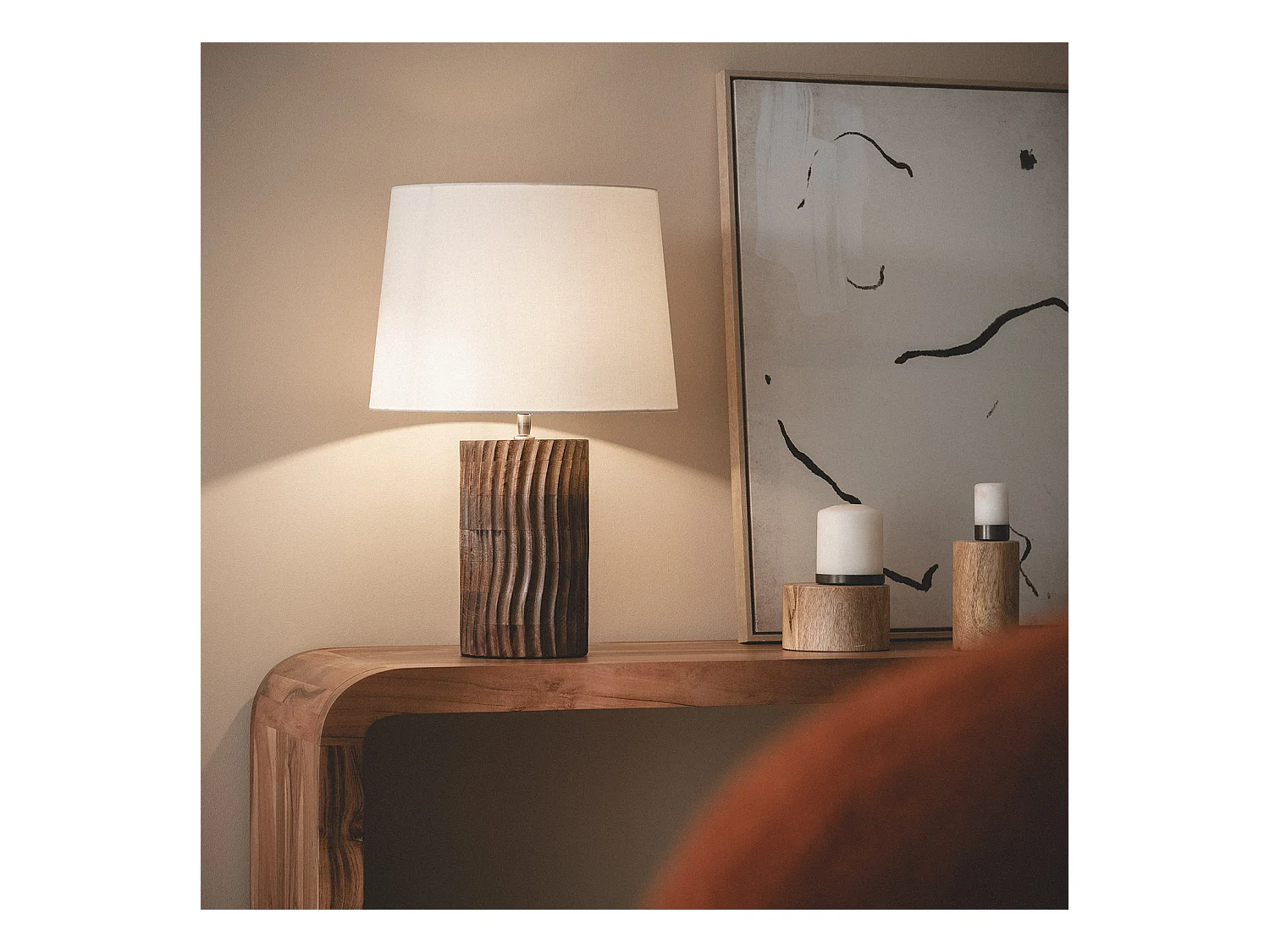 Lampada da Tavolo Legno Shruti ILUZZIA Bianco