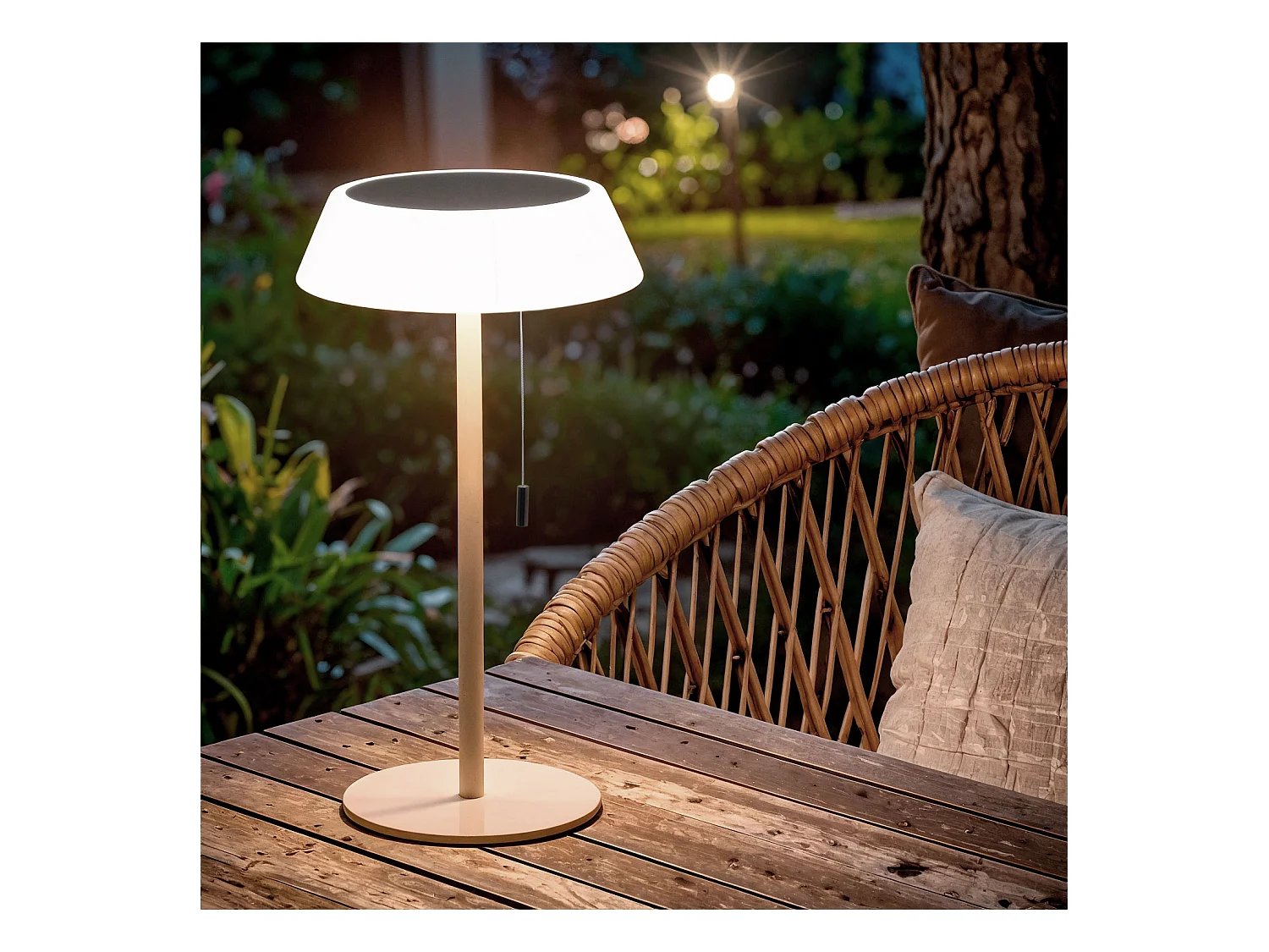 Lampada da Tavolo Solare Esterno LED 1.2W Metallo Aldana Crema