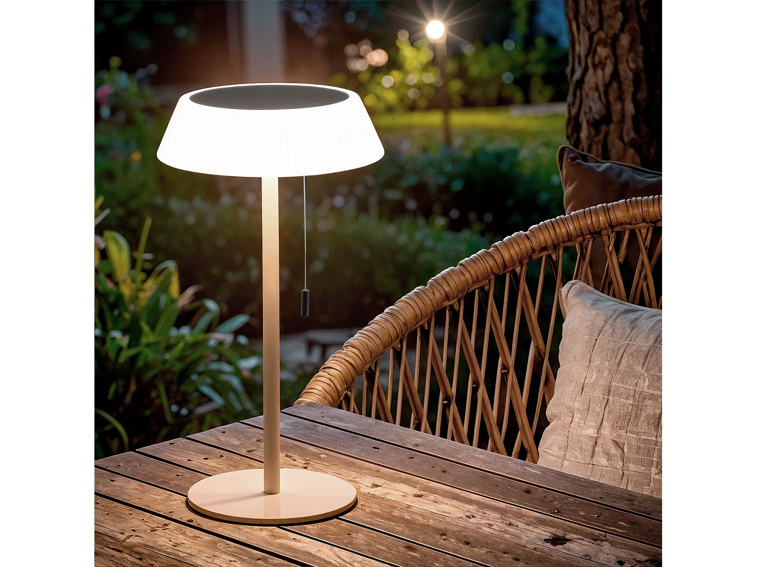 Lampe à Poser Solaire Extérieur LED 1.2W Métal Aldana Crème