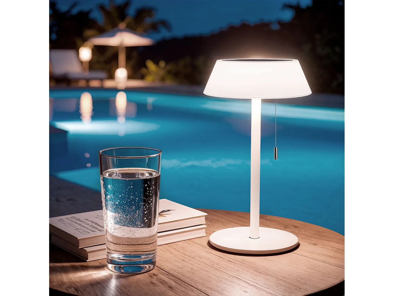 Lampe à Poser Solaire Extérieur LED 1.2W Métal Aldana Blanc