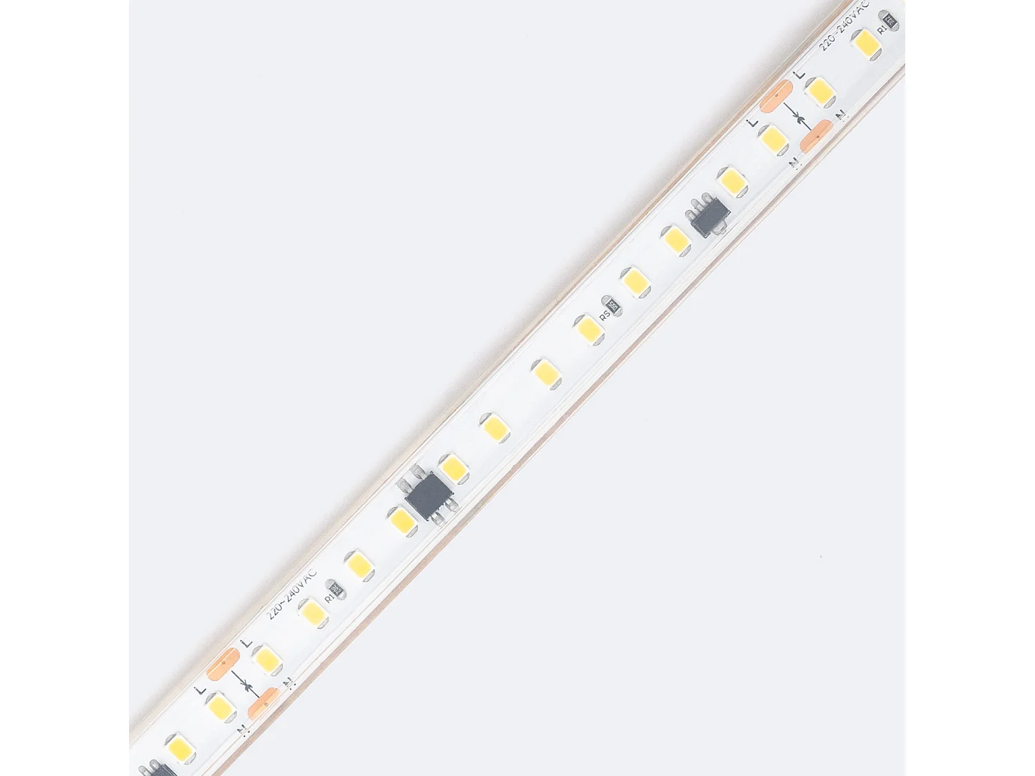 Ruban LED Dimmable 220V SMD Auto-redressement 120 LED/m 17W/m 2040lm/m SILICONE FLEX IC2 Largeur 12mm Coupe 10cm IP65 Sur mesure 4000K Blanc neutre 1 m