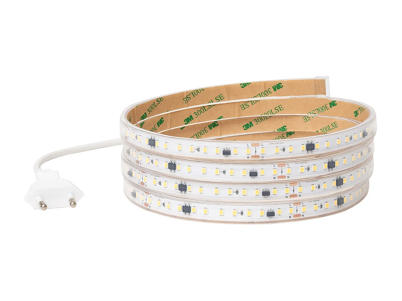 Ruban LED Dimmable 220V SMD Auto-redressement 120 LED/m 17W/m 2040lm/m SILICONE FLEX IC2 Largeur 12mm Coupe 10cm IP65 Sur mesure 4000K Blanc neutre 1 m