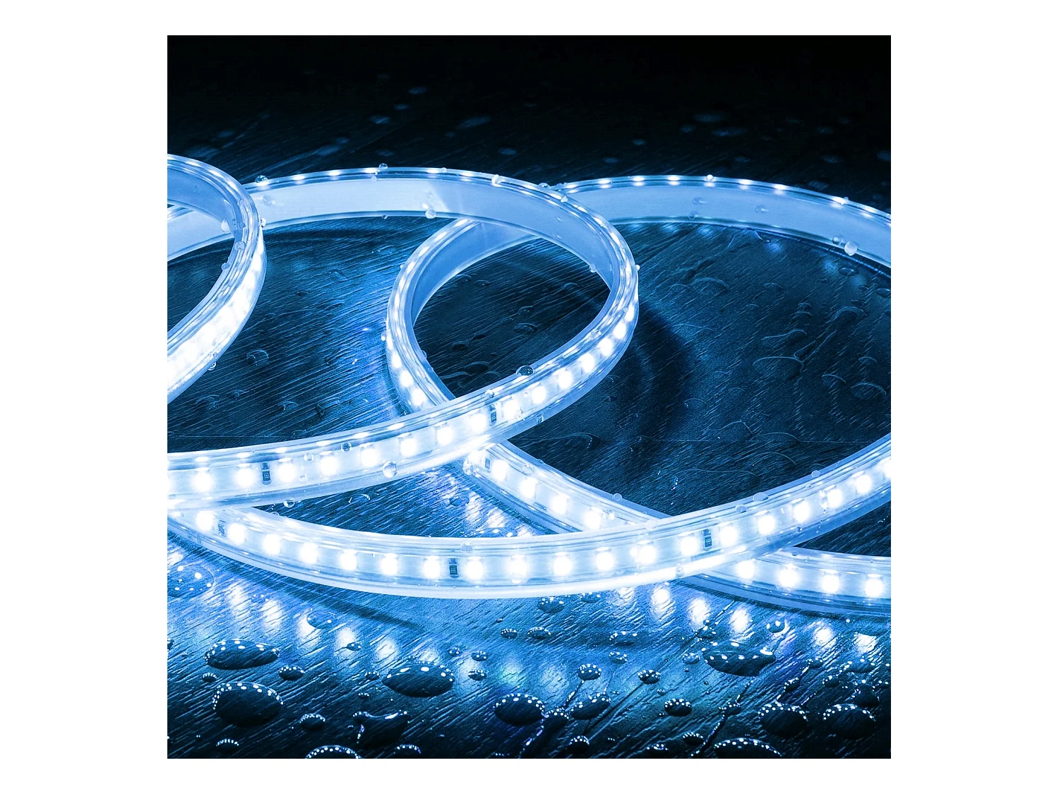 Tira LED Regulable 220V SMD 120 LED/m Color 7.5W/m Ancho 12mm Corte 20cm IP65 a Medida Azul 4 m