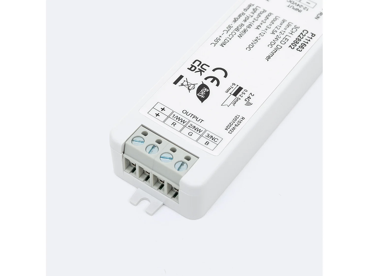 Controlador Regulador LED 12/24V DC para Tira LED Monocolor/CCT/RGB compatible con Mando RF Monocolor / CCT / RGB