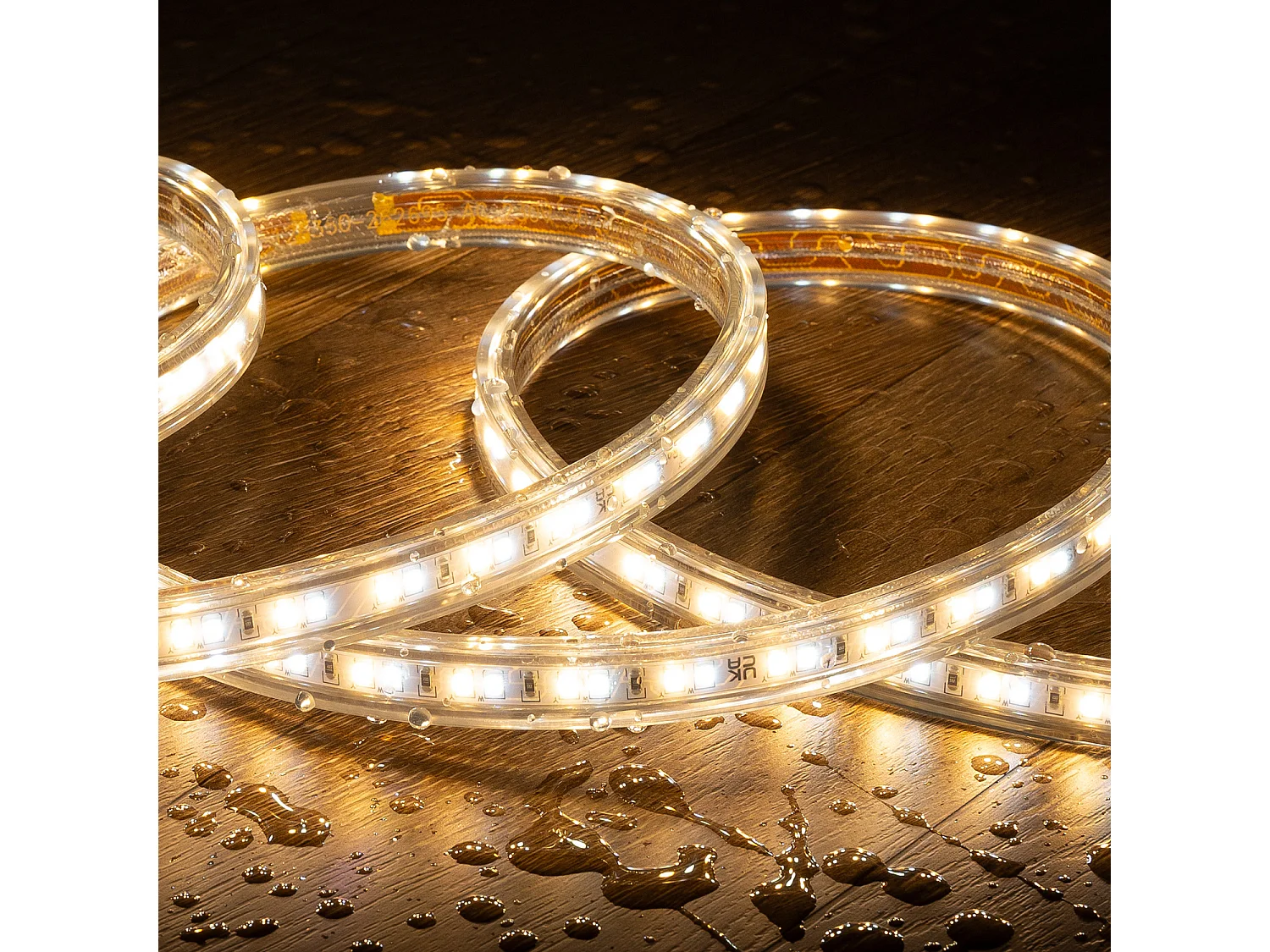 Ruban LED CCT 220V 120 LED/m 10W/m 900lm/m Largeur 14mm Coupe 100cm IP65 Sur mesure 8 m