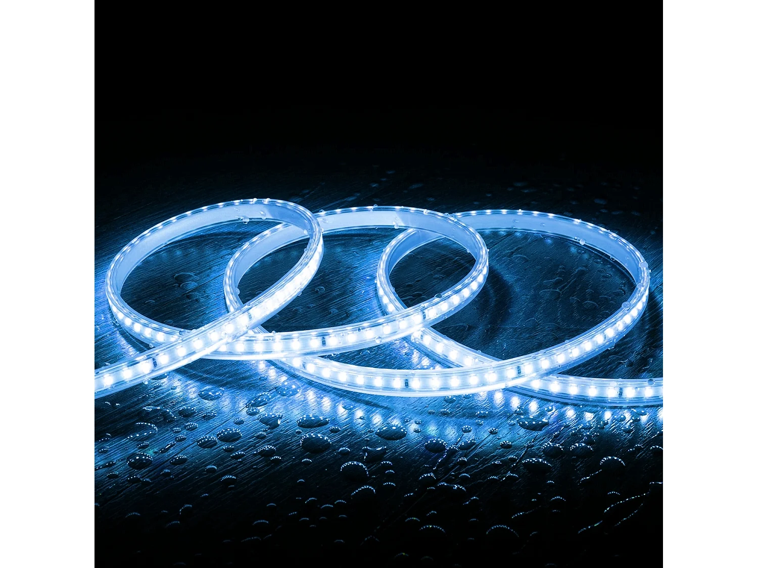 Tira LED Regulable 220V SMD 120 LED/m Color 7.5W/m Ancho 12mm Corte 20cm IP65 a Medida Azul 10 m