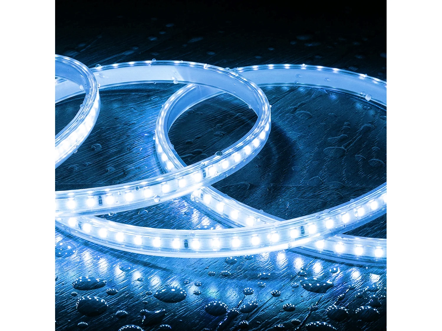 Ruban LED Dimmable 220V SMD 120 LED/m Couleur 8.5W/m Largeur 12mm Coupe 20cm IP65 Sur mesure Bleu 10 m