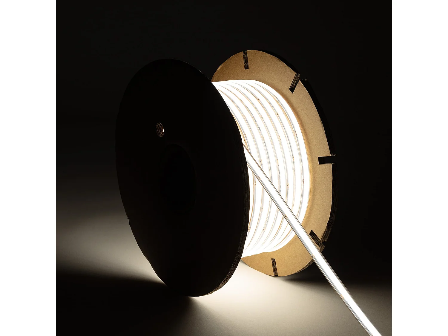 Bobina 50m Striscia LED Regolabile 220V WCOB Autorettificata 260LED/m 15W/m 1350lm SILICONE FLEX Larga 10mm IP65 Taglio 5cm 4000K Bianco Naturale