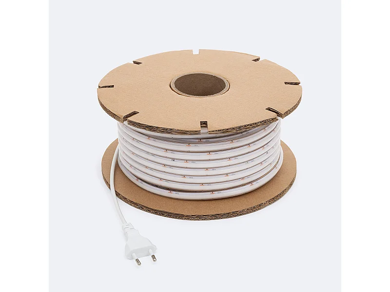 Ruban LED Dimmable 220V WCOB Auto-redressement 260 LED/m BOBINE 50m 15W/m 1350lm/m SILICONE FLEX Largeur 10mm IP65 Coupe 5cm 4000K Blanc neutre