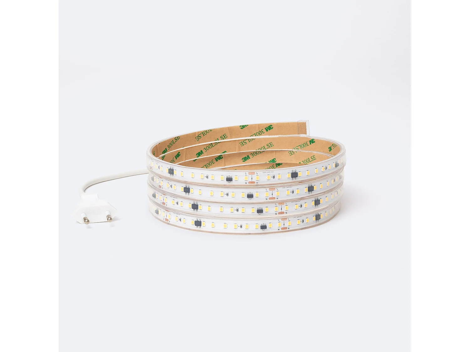 Ruban LED Dimmable 220V SMD Auto-redressement 120 LED/m 17W/m 2040lm/m SILICONE FLEX IC2 Largeur 12mm Coupe 10cm IP65 Sur mesure 4000K Blanc neutre 8 m