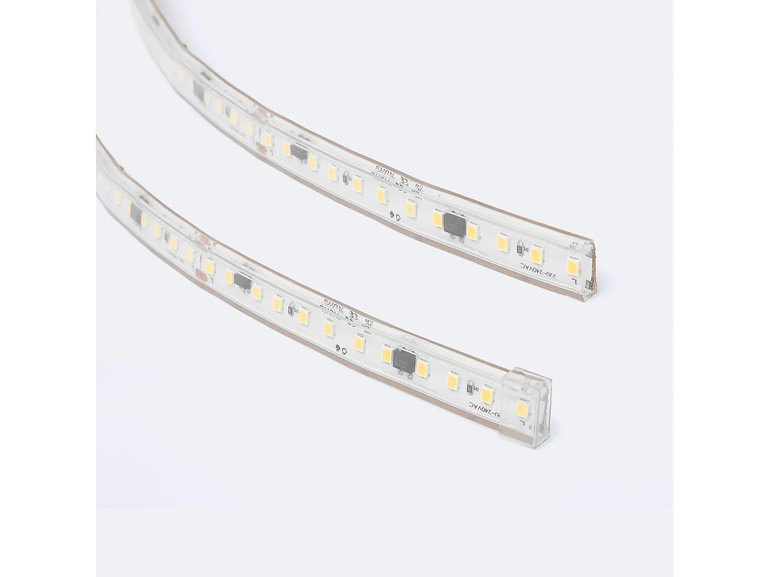 Tira LED Regulable 220V SMD Autorectificada 120 LED/m 17W/m 2040lm/m SILICONE FLEX IC-2P Ancho 12mm Corte 10cm IP65 a Medida 4000K Blanco Neutro 4 m