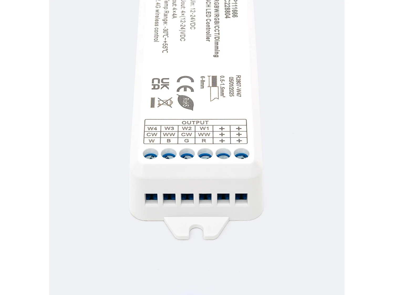 Contrôleur Variateur LED de dernière génération 12/24V DC pour Ruban LED CCT/RGB/RGBW, compatible avec Télécommande RF Monochrome / CCT / RGB / RGBW