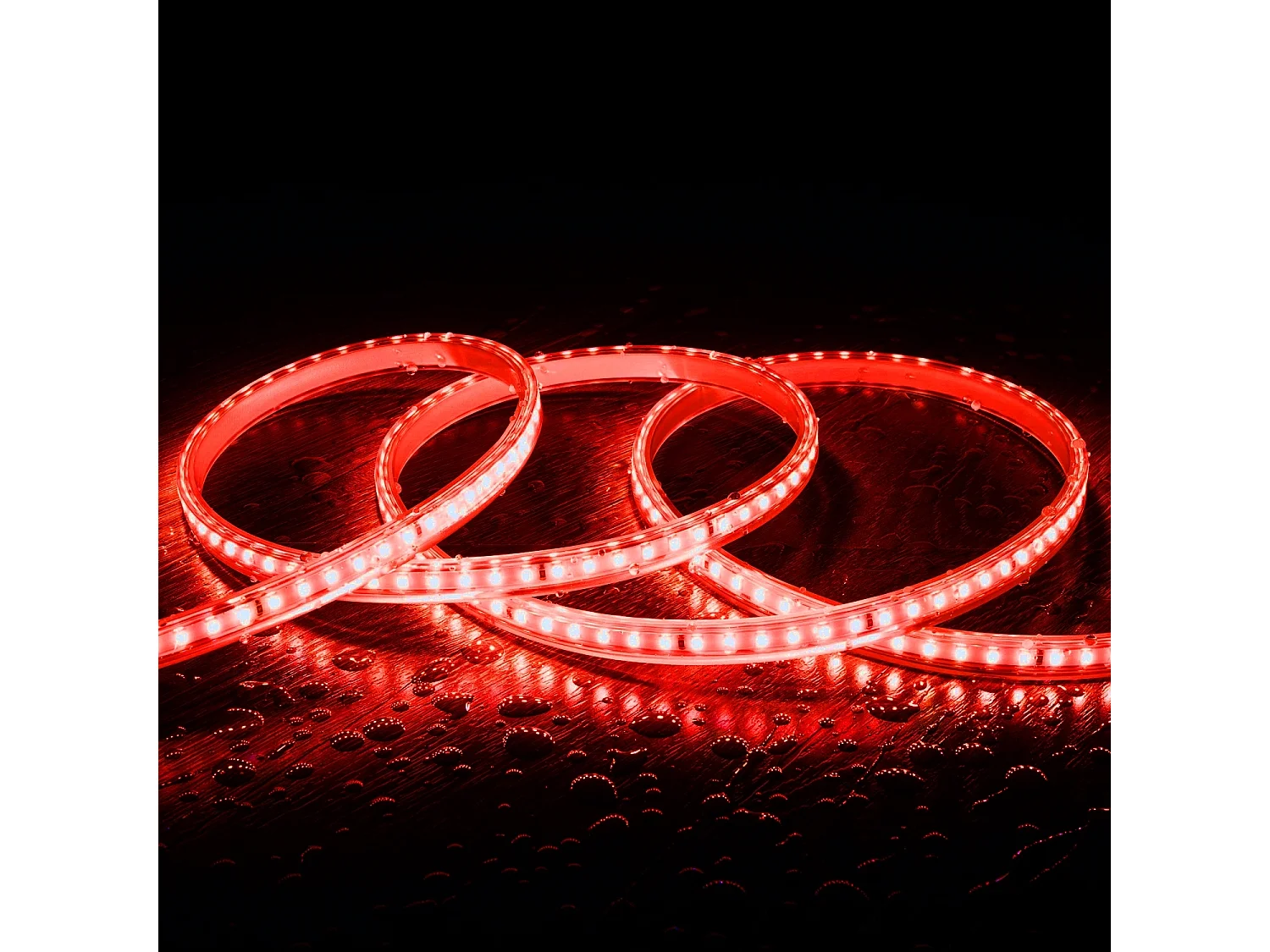 Tira LED Regulable 220V SMD 120 LED/m Color 8.5W/m Ancho 12mm Corte 20cm IP65 a Medida Rojo 25 m