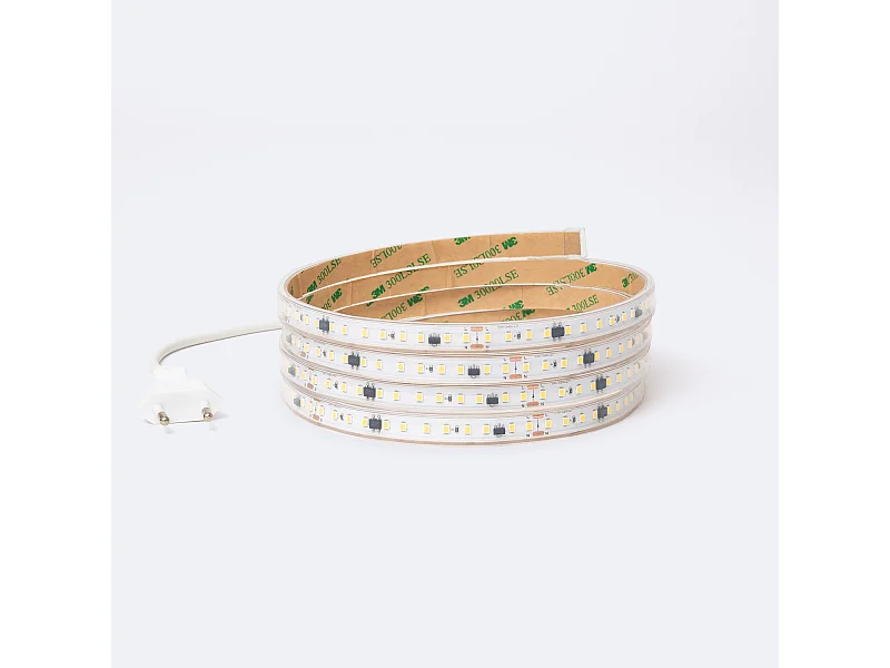 Ruban LED Dimmable 220V SMD Auto-redressement 120 LED/m 17W/m 2040lm/m SILICONE FLEX IC2 Largeur 12mm Coupe 10cm IP65 Sur mesure 4000K Blanc neutre 7 m