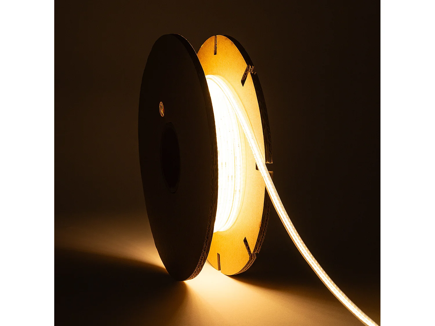 Ruban LED Dimmable 220V COB Auto-redressement 480 LED/m BOBINE 20m 12W/m 900lm/m Super Étroite Largeur 6.5mm Coupe 10cm IP65 2700K Blanc chaud