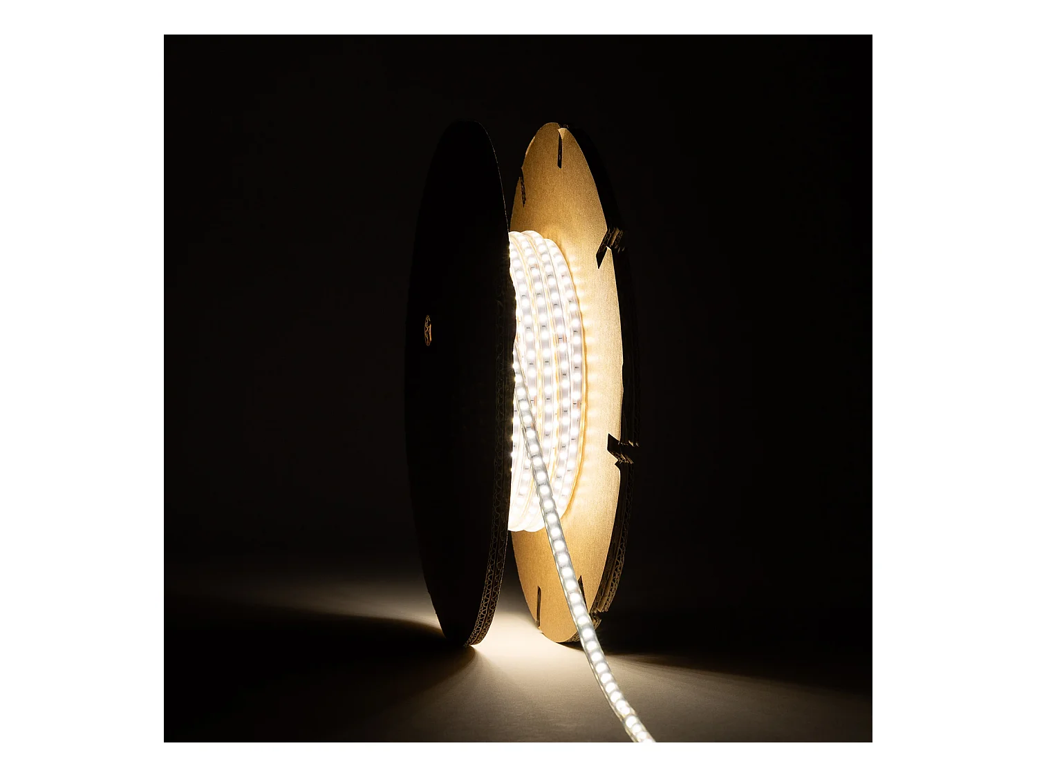 Ruban LED Dimmable 220V SMD Auto-redressement 120 LED/m BOBINE 20m 12W/m 1080lm/m Super Étroite Largeur 6.5mm Coupe 10cm IP65 2700K Blanc chaud