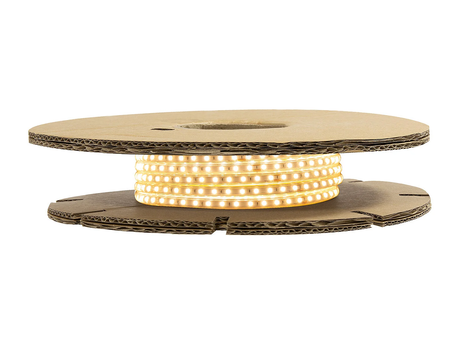 Bobina 20m Striscia LED Regolabile 220V SMD Autorettificata 120LED/m 12W/m 1080lm/m Supernarrow Larga 6,5mm IP65 Taglio 10cm 2700K Bianco Caldo