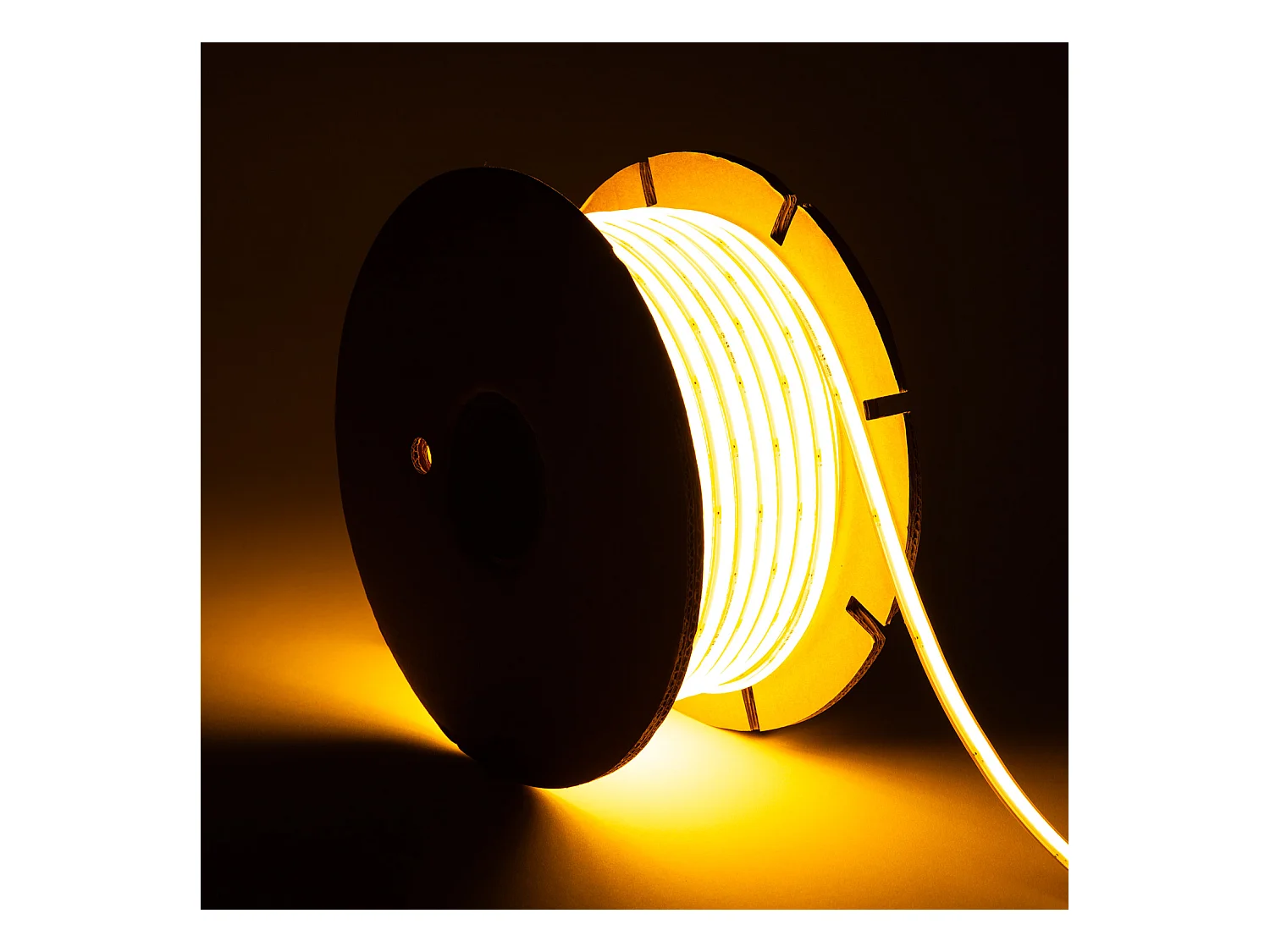 Tira LED Regulable 220V WCOB Autorectificada 260 LED/m BOBINA 50m 15W/m 1350lm/m SILICONE FLEX Ancho 10mm IP65 Corte 5cm 2700K Blanco Cálido