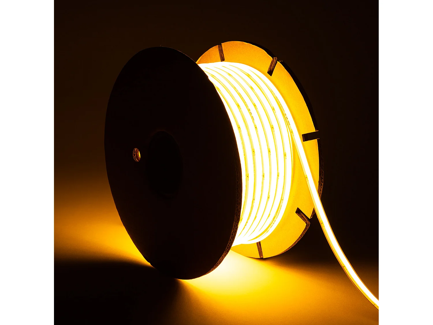 Bobina 50m Striscia LED Regolabile 220V WCOB Autorettificata 260LED/m 15W/m 1350lm SILICONE FLEX Larga 10mm IP65 Taglio 5cm 2700K Bianco Caldo