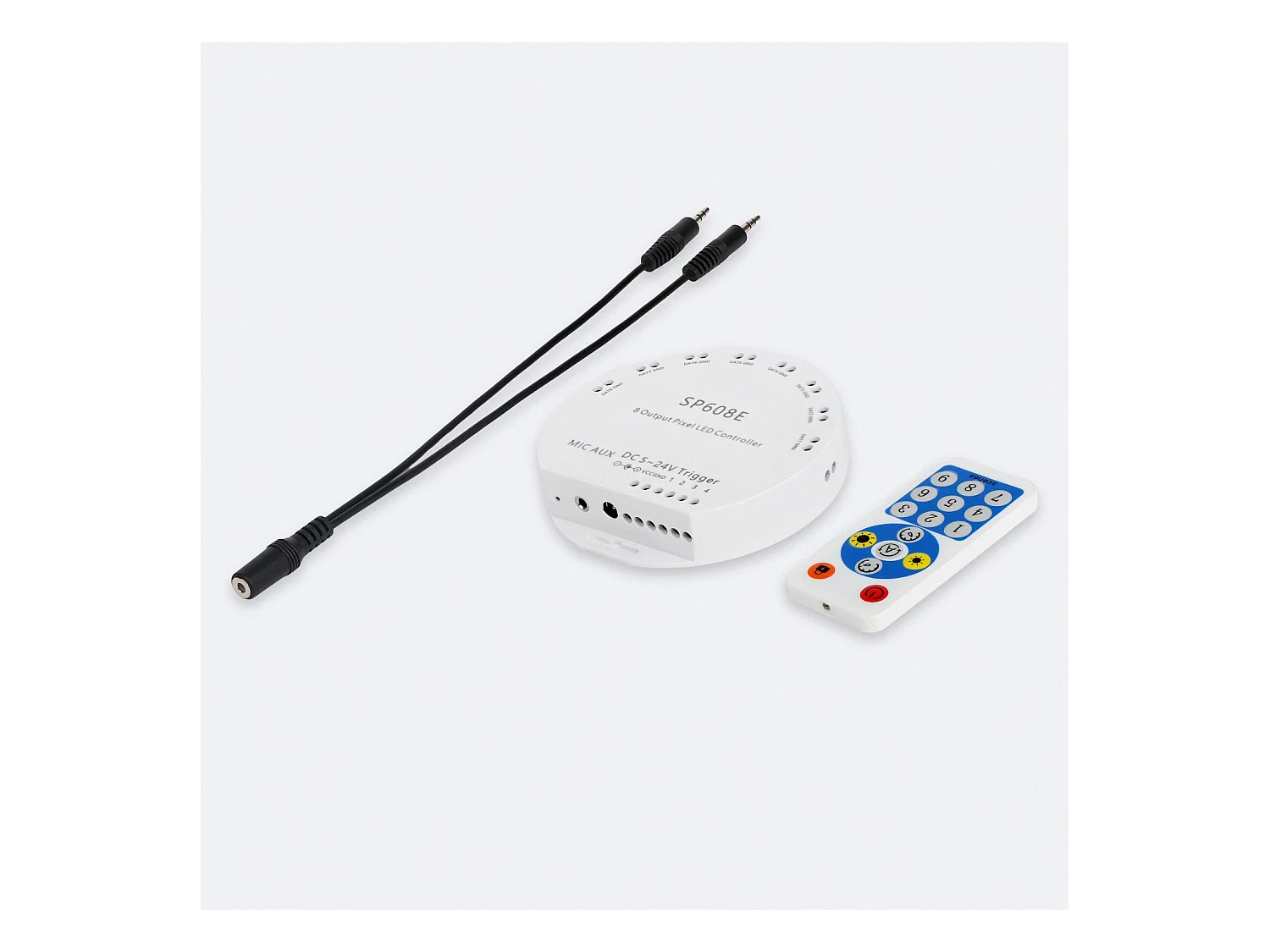 Contrôleur Variateur pour 8 Rubans LED RGB Digital SPI 5-24V DC avec Télécommande RF et APP RGBIC