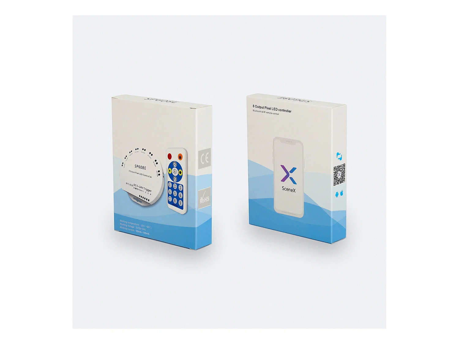 Contrôleur Variateur pour 8 Rubans LED RGB Digital SPI 5-24V DC avec Télécommande RF et APP RGBIC