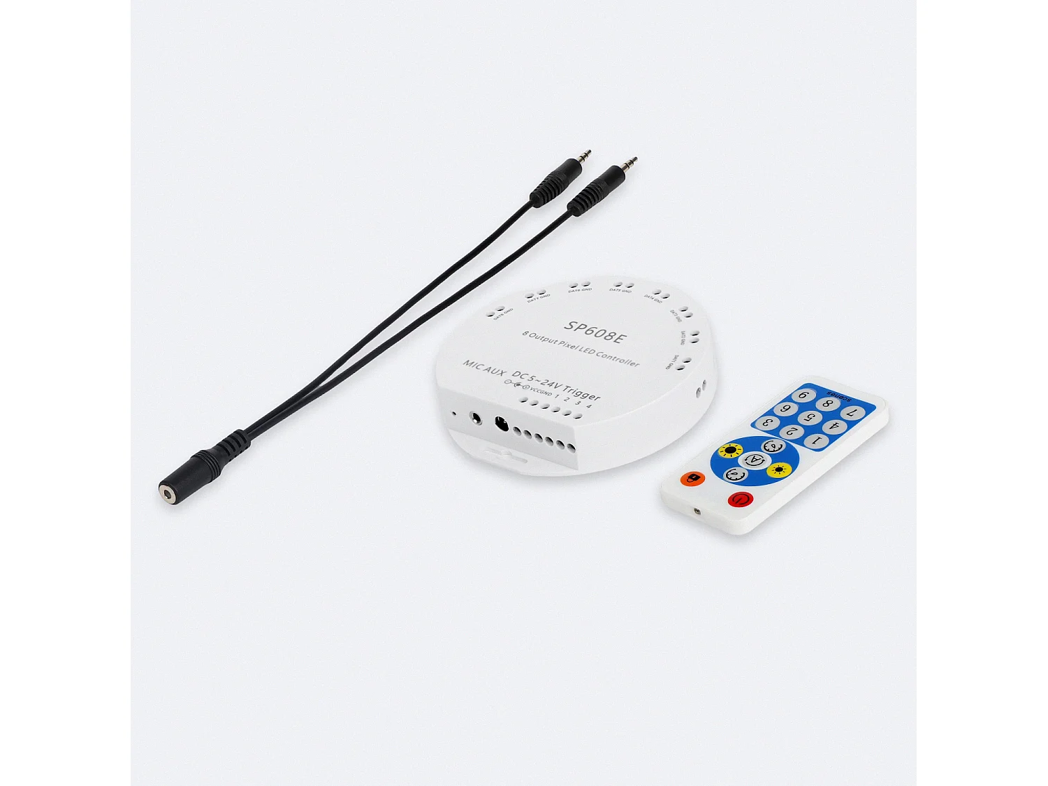 Contrôleur Variateur pour 8 Rubans LED RGBIC Digital SPI 5-24V DC avec Télécommande RF et APP RGBIC