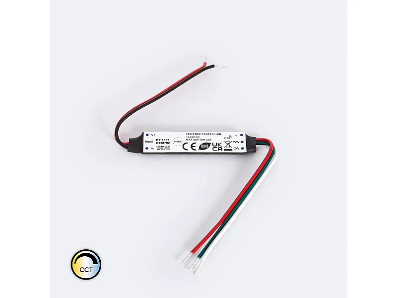 Controller Regolatore Mini Striscia LED CCT 12/24V DC Compatibile con Telecomando RF CCT