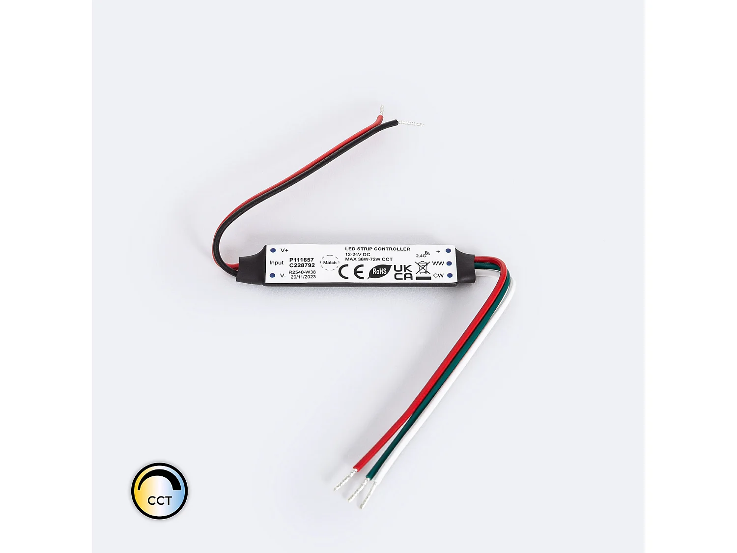 Controlador Regulador Mini Tira LED CCT 12/24V DC Compatible con Mando RF CCT