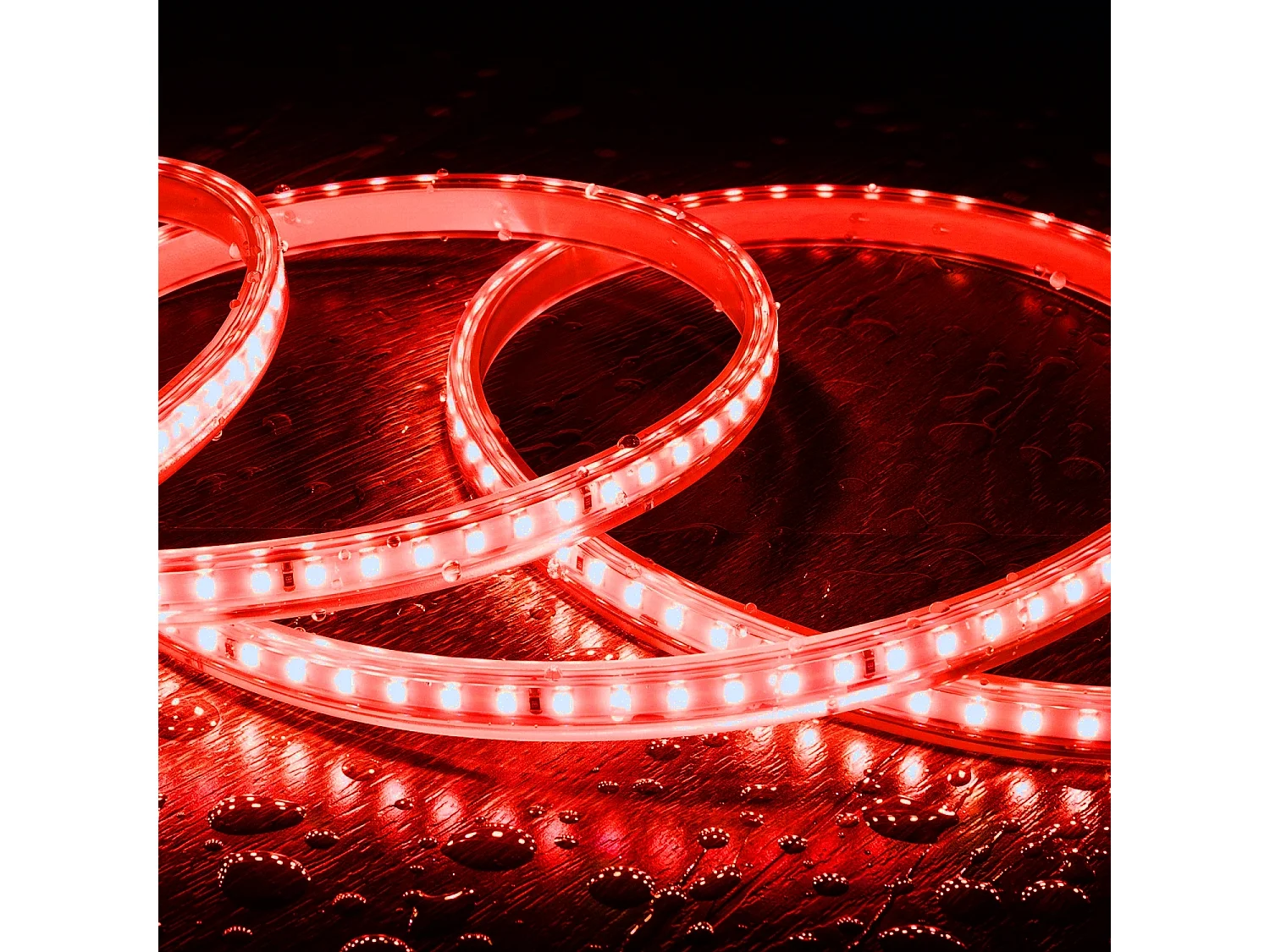 Tira LED Regulable 220V SMD 120 LED/m Color 7.5W/m Ancho 12mm Corte 20cm IP65 a Medida Rojo 15 m