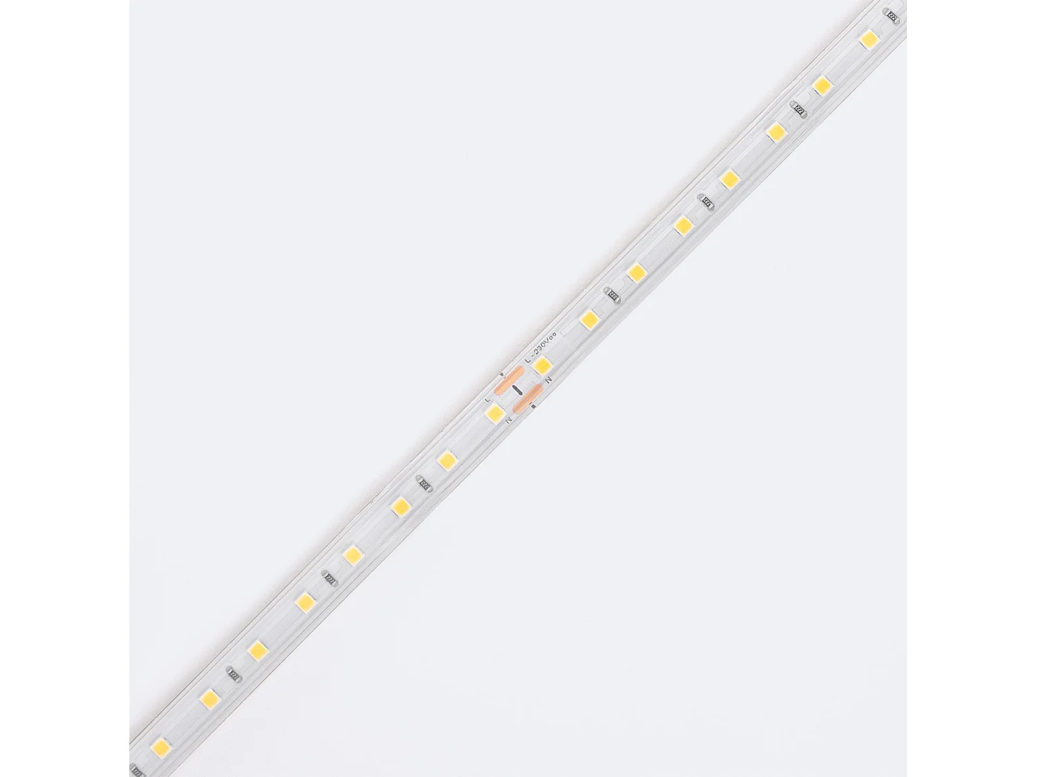 Ruban LED Dimmable 220V SMD Auto-redressement 120 LED/m BOBINE 20m 12W/m 1080lm/m Super Étroite Largeur 6.5mm Coupe 10cm IP65 2200K Super chaud