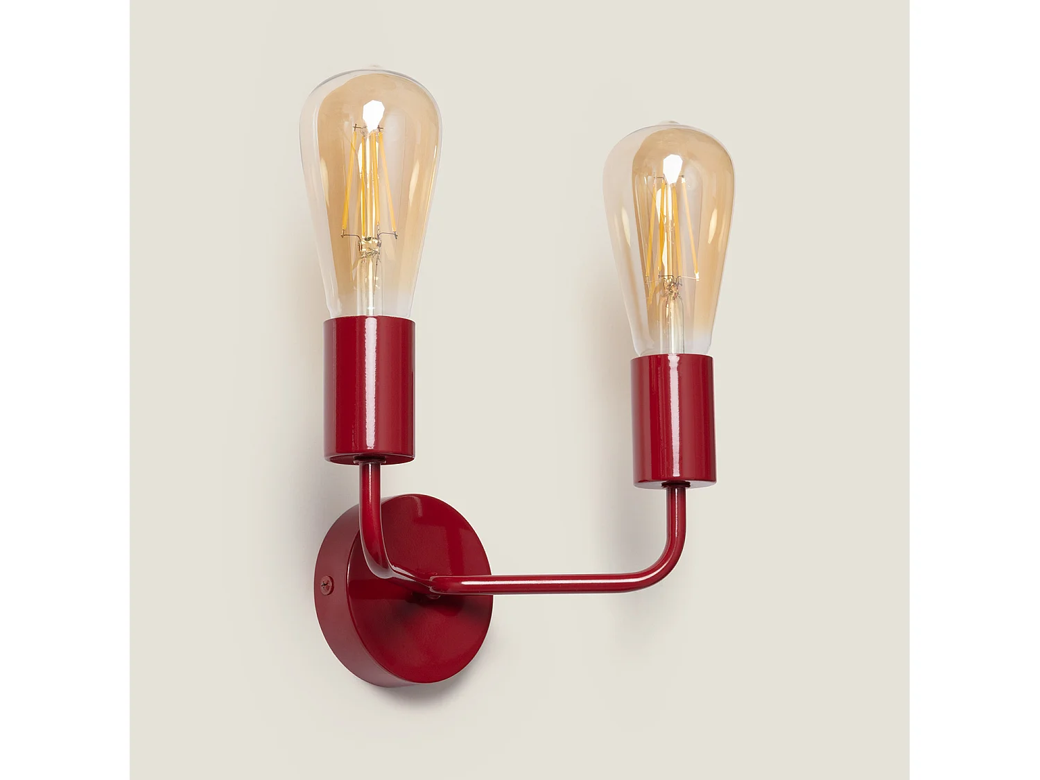 Lámpara de Pared de Metal 2 Focos Jayso Rojo